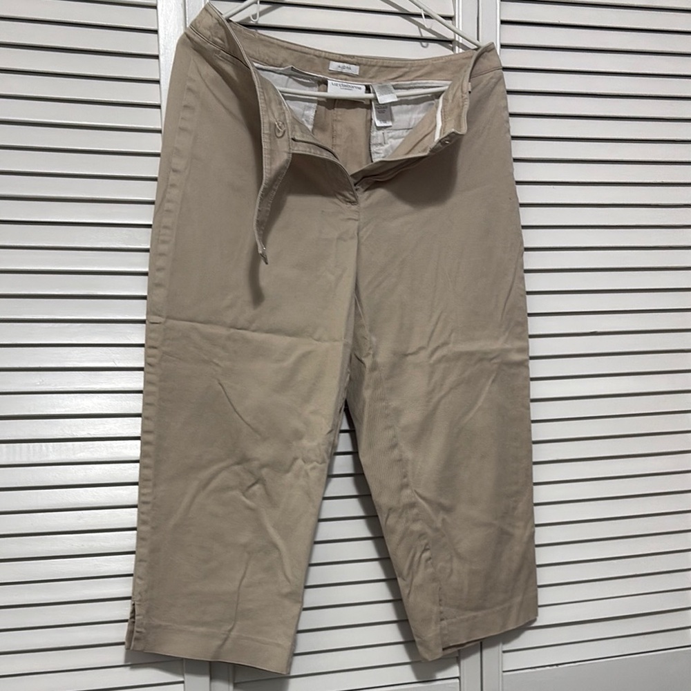 Beige Cropped Chino Pants